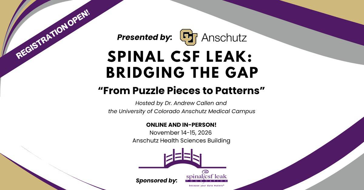 Registration for Spinal CSF Leak: Bridging the Gap 2026 is now open!