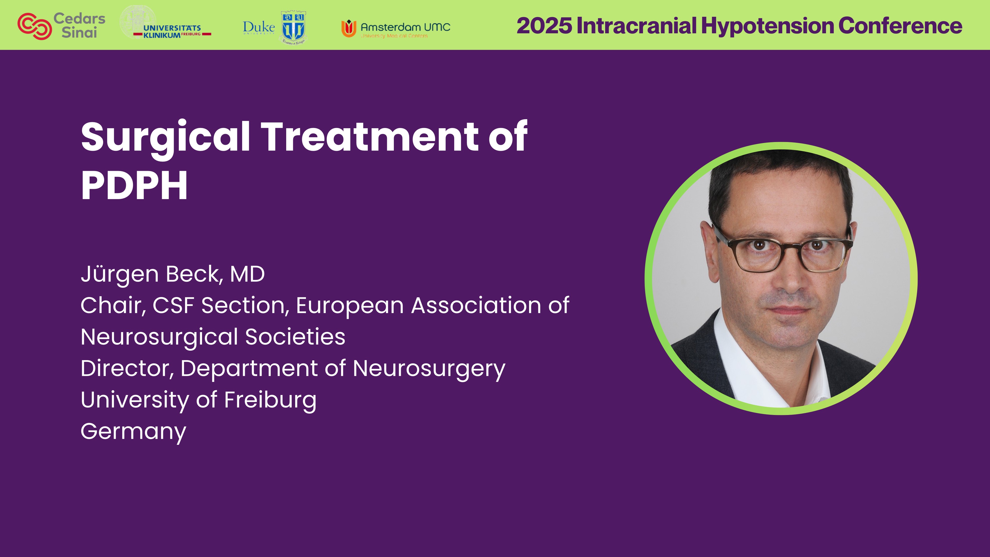 Surgical Treatment of PDPH — Dr. Jürgen Beck