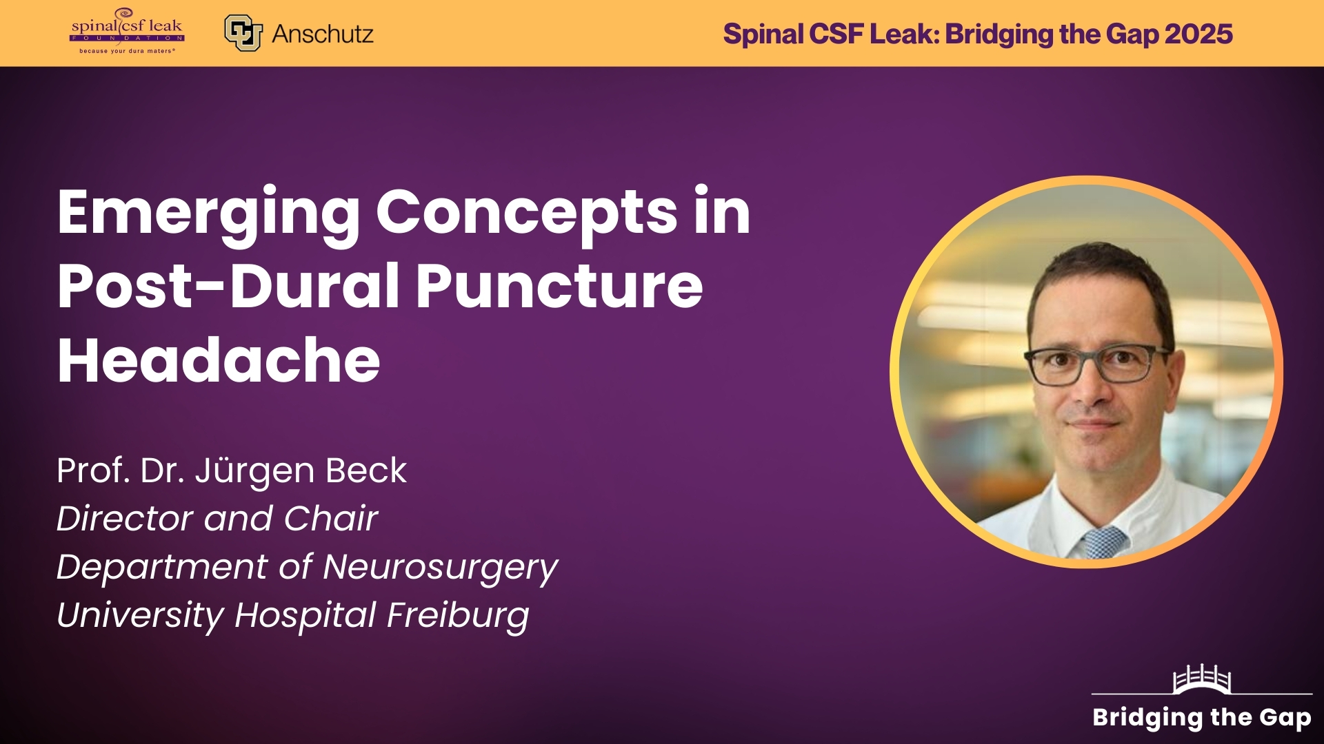 Emerging Concepts in Post-Dural Puncture Headache — Dr. Jürgen Beck